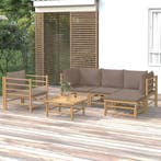vidaXL 6-delige Loungeset met kussens bamboe taupe, Verzenden, Loungeset