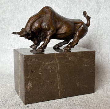 Beeld, Naar Carvin: Stier - 15 cm - Brons, Marmer, Antiek en Kunst
