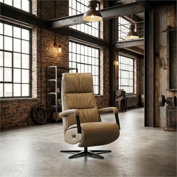 Leren elektrisch relaxfauteuil Core - Toledo Mocca, Bohemian, Industrieel, Modern, Scandinavisch, Nieuw, Ophalen of Verzenden