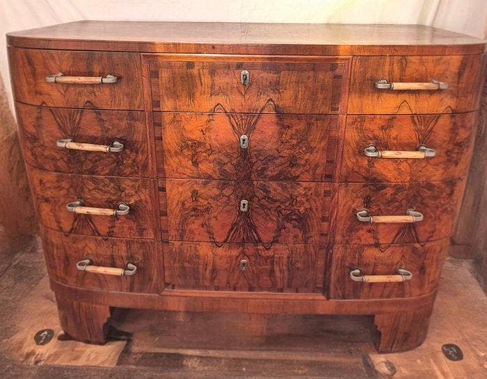 Ladekast - Walnoot, Bakeliet, Hout - COMO ART DECO, Antiquités & Art, Art | Objets design