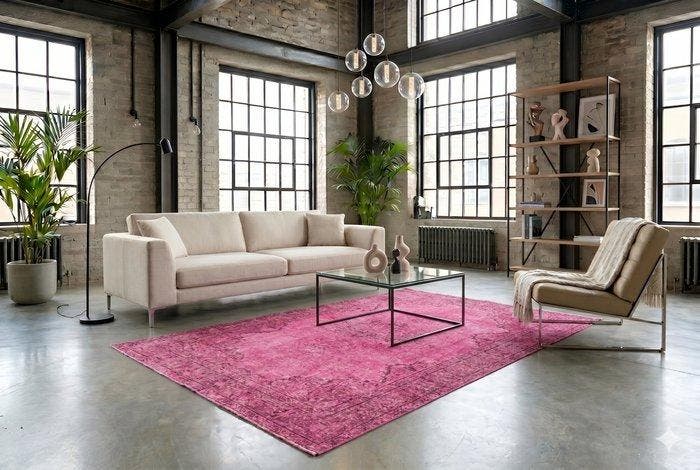 Roze vintage - Vloerkleed - 265 cm - 155 cm - met, Huis en Inrichting, Stoffering | Tapijten en Vloerkleden