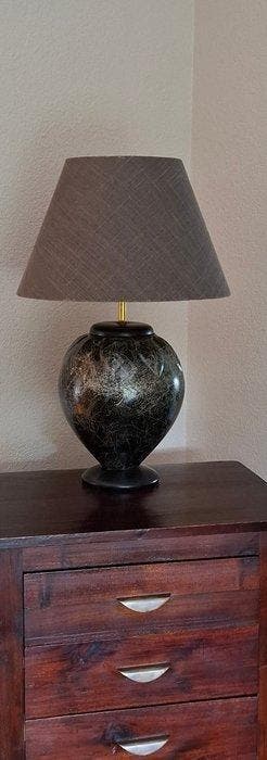 Lampe de table - Céramique - Pied noir-gris tacheté, Antiquités & Art