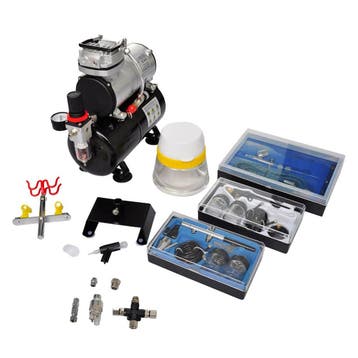 vidaXL Airbrush Compressorset met 3 pistolen, Verzenden