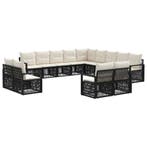 vidaXL Tuinbank Set 13 pcs Zwart poly rattan, Tuin en Terras, Verzenden, Nieuw