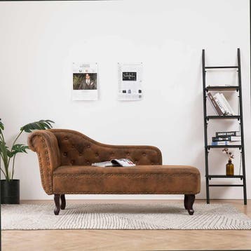 vidaXL Chaise longue kunstsuède bruin, Maison & Meubles, Canapés | Sofas & Chaises Longues, Verzenden