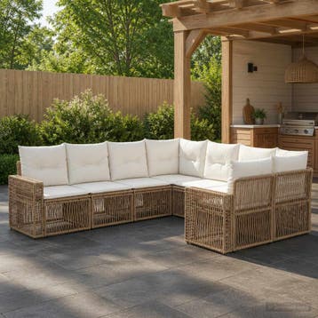 vidaXL Tuinbank Set 8 st 8-Aantal zitplaatsen Beige en Crème, Verzenden, Nieuw