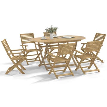 vidaXL 7-delige Tuinset massief acaciahout, Verzenden, Tuinset