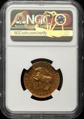 Duitsland, Westfalen 100 Mark 1923 - NGC MS63, Postzegels en Munten