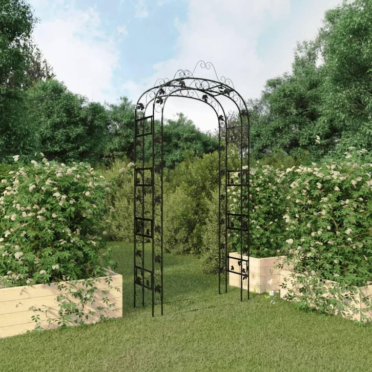 vidaXL Tuinboog 116x45x240 cm staal zwart, Jardin & Terrasse, Poteaux, Poutres & Planches, Envoi