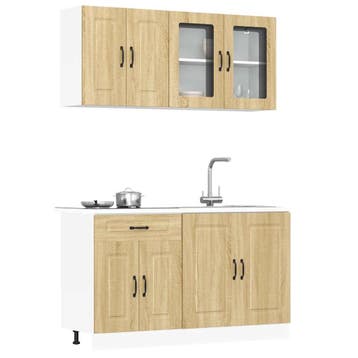 vidaXL 4-delige Keukenkastenset Kalmar bewerkt hout sonoma, Verzenden