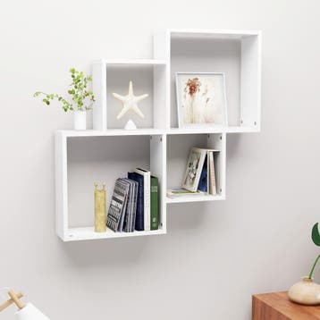 vidaXL Wandschap kubus 80x15x78,5 cm bewerkt hout wit, Verzenden, Nieuw