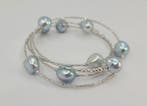 Bracelet - 18 carats Or blanc, Perles Akoya argentées de 8×9, Bijoux, Sacs & Beauté