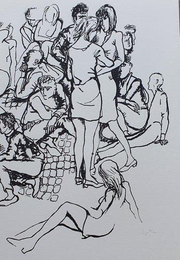 Renato Guttuso (1911-1987) - Figure-scena, Antiek en Kunst
