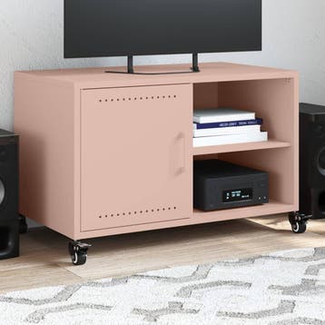vidaXL Tv-meubel 68x39x43,5 cm staal roze, Verzenden, Nieuw