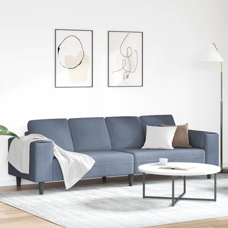 vidaXL bank / zetel Blauw 250 x 77 x 76 cm Corduroy stof, Huis en Inrichting, Zetels | Zetels, Nieuw, Verzenden