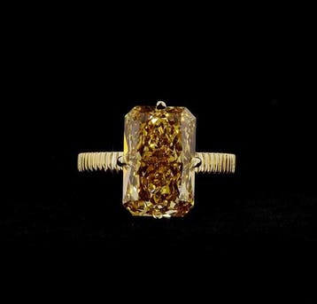 Ring - 14 karaat Geel goud - 5.01ct. tw. Geel Diamant (Fancy
