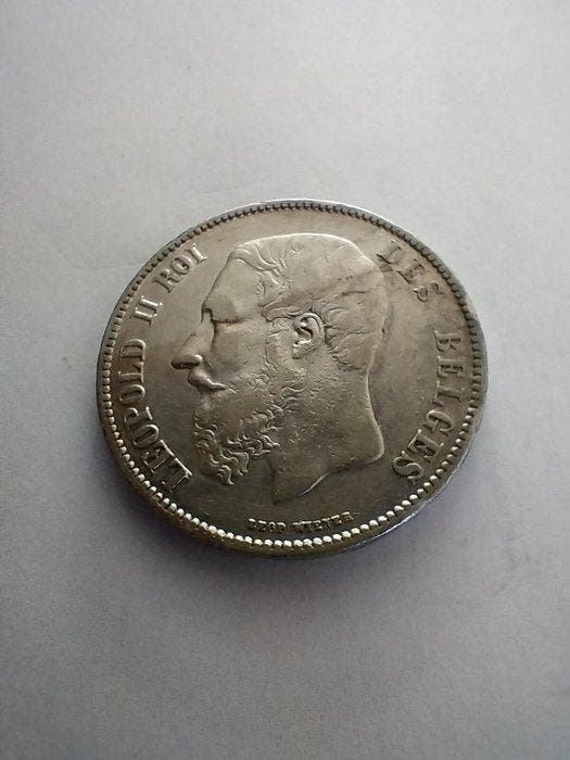 België. Leopold II. 5 Francs 1870 (Zonder minimumprijs), Timbres & Monnaies, Monnaies | Pays-Bas