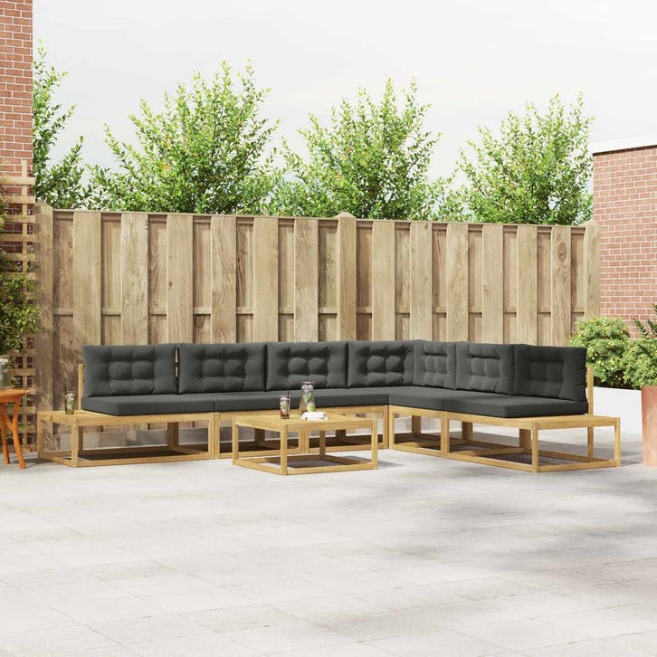 vidaXL Buiten bank set met kussen Wit 79 x 79 x 37 cm, Jardin & Terrasse, Ensembles de jardin, Envoi