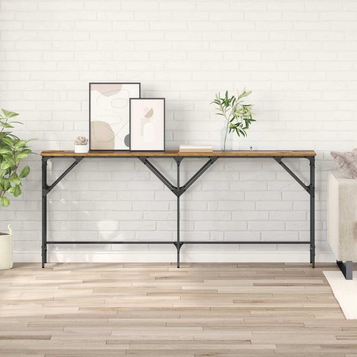 vidaXL Wandtafel Oud Hout 180 x 30 x 75 cm Bewerkt hout, Huis en Inrichting, Tafels | Bijzettafels, Nieuw, Verzenden
