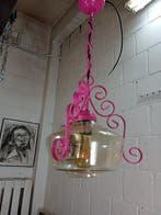 Lampe à suspendre - Lustre vintage suspendu - Acier, Verre