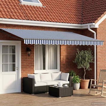 vidaXL Handbediende luifel met LEDs Blauw, Wit, Anthraciet, Verzenden