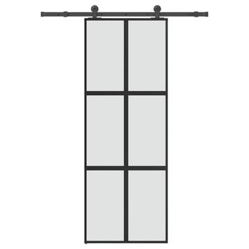 vidaXL Schuifdeur met beslag 76x205 cm gehard glas en, Doe-het-zelf en Bouw, Deuren en Vliegenramen, Verzenden, Nieuw