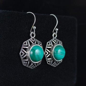 Zilver - Oorbellen - Malachiet sterlingsilber