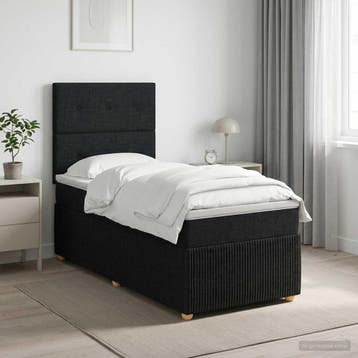 vidaXL Boxspringbed met matras met hoofdeinde Zwart 90 x 200, Verzenden