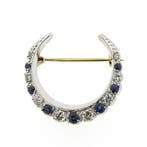 9 karaat broche met saffier en diamant; 0,34 ct., Gebruikt, Overige kleuren, Ophalen of Verzenden, Met edelsteen