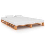 vidaXL Bedframe pallet massief grenenhout bruin 140x200 cm, Verzenden, Nieuw