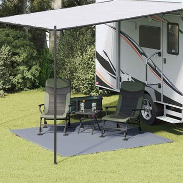 vidaXL Tenttapijt Blauw en Grijs 250 x 250 cm Polyetheen, Caravanes & Camping, Accessoires de tente, Verzenden