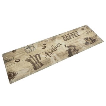 vidaXL Keukenmat wasbaar koffieprint 45x150 cm fluweel bruin, Verzenden, Nieuw