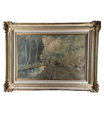 Eduardo Cortese (1856-1918) - Paesaggio con personaggi - XL