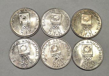 Griekenland. 500 Drachmes 6x 2000 / 2004 Summer Olympics,, Postzegels en Munten