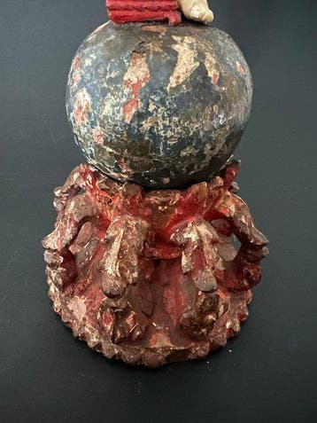 Beeld, Enfant Jésus sur le globe - GOA - XVIII ème + Cites -, Antiquités & Art