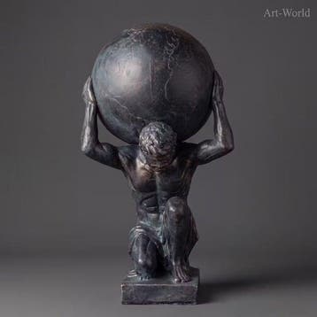 Statue, XL sculptuur. Atlas 69 cm / 9 kg - 69 cm - MGO