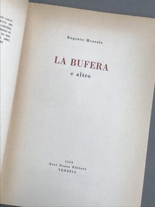Eugenio Montale - La bufera - 1956, Antiek en Kunst, Antiek | Boeken en Manuscripten