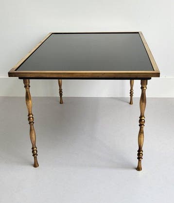 Bijzettafel - achtergelakt glas - Maison Jansen-stijl