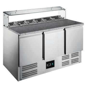 Pizzawerkbank | 402L | 3 Deuren (1/1 GN) | Boven 8x 1/6 GN, Verzenden