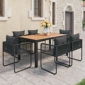 vidaXL 7-delige Tuinset PVC-rattan zwart en bruin, Verzenden, Tuinset