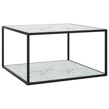 vidaXL Salontafel met wit marmerglas 90x90x50 cm zwart, Verzenden, Nieuw