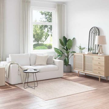 vidaXL Antislip Shaggy Tapijt Crèmekleurig 160 x 160 cm PP, Verzenden, Nieuw