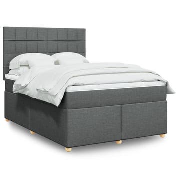 vidaXL Boxspring met matras stof donkergrijs 140x190 cm, Verzenden, Nieuw