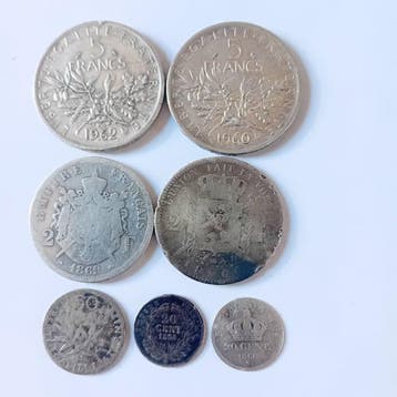 Frankrijk, België. Collection of silver coins (Zonder