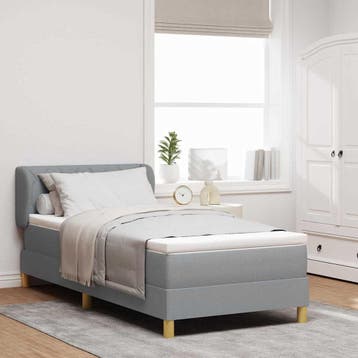 vidaXL Boxspring bed met hoofdeinde Lichtgrijs 90 x 200 cm, Verzenden