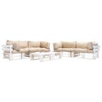 vidaXL 6-delige Loungeset pallet met zandkleurige kussens, Verzenden, Nieuw, Loungeset