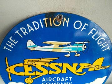 Cessna vliegtuig - Emaille bord - Emaille, Antiek en Kunst