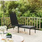 vidaXL Ligbed met voetensteun polyetheen rattan grijs, Verzenden