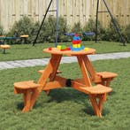 vidaXL Picknicktafel voor 4 kinderen met parasolgat rond, Verzenden