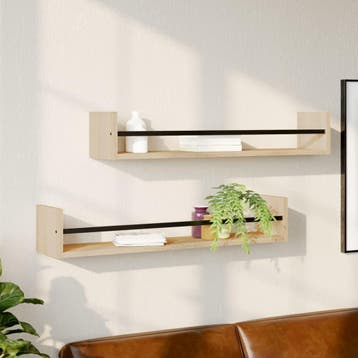 vidaXL Wandschappen met stangen 2 st 80x16x14 cm Sonoma, Huis en Inrichting, Verzenden, Nieuw